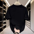 Men Cotton Short Sleeve T-Shirt White Loose Fit Summer