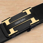 Men's Automatic Buckle Leather Belt Black