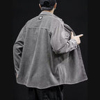 Men's Loose Corduroy Jacket Gray Autumn