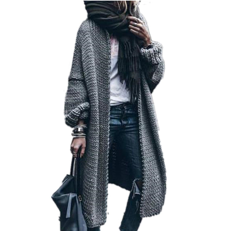 Women Long Knit Cardigan Sweater Jacket Loose Woolen Autumn Winter Multi Color