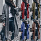 Women Long Knit Cardigan Sweater Jacket Loose Woolen Autumn Winter Multi Color