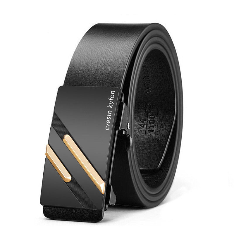 Men's Automatic Buckle Leather Belt Black