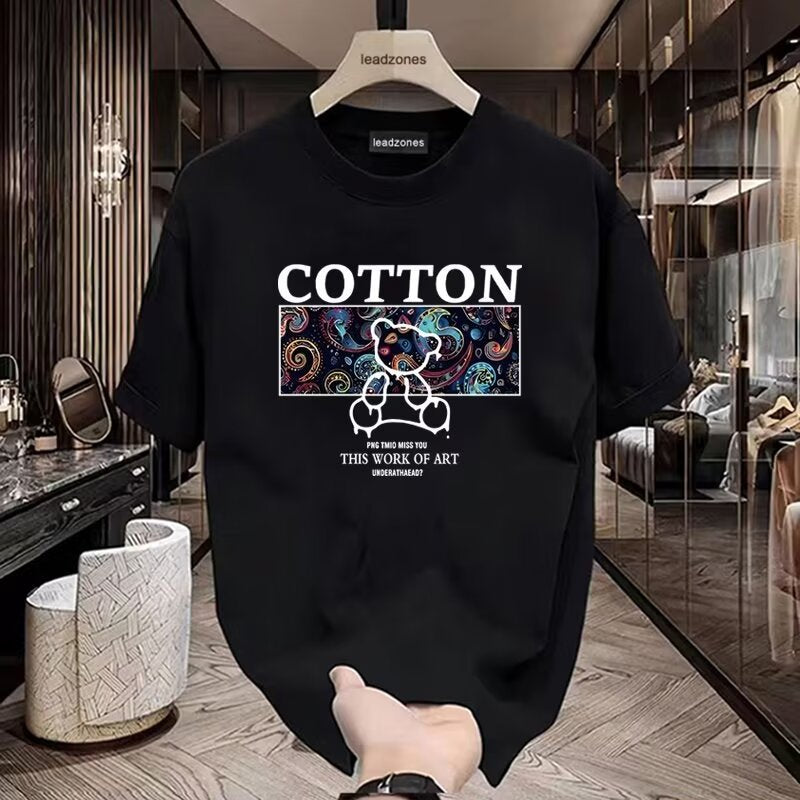 Men Cotton Graphic T-Shirt Loose Fit Summer