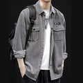 Men's Loose Corduroy Jacket Gray Autumn