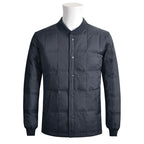 Men's Navy Quilted Down Jacket Premium Warm Outerwear
