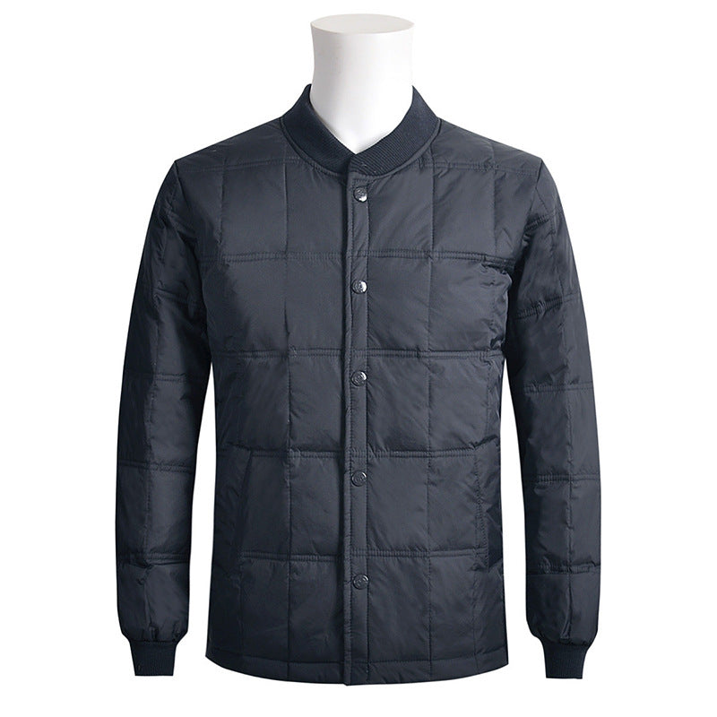 Men's Navy Quilted Down Jacket Premium Warm Outerwear