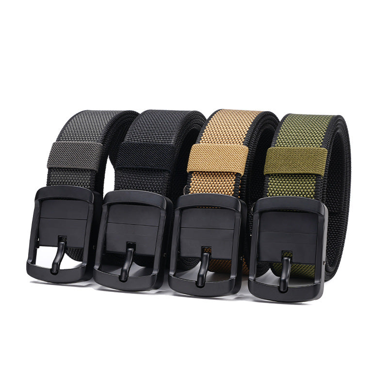 Men Tactical Nylon Belt Olive Black Rotating Buckle