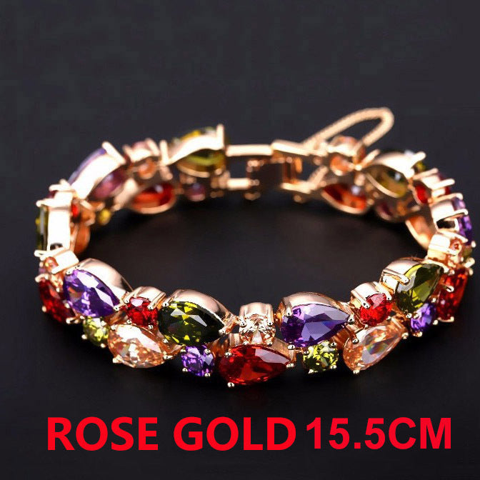 Rainbow Zircon Bracelet Rose Gold Pakistani Women