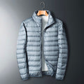 Men's Lightweight Down Jacket Grey Zippered Winter