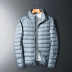 Men's Lightweight Down Jacket Grey Zippered Winter
