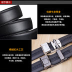 Men's Black Cowhide Automatic Buckle Belt