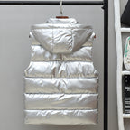 Men's Silver Hooded Puffer Vest Winter Warmth Pakistan