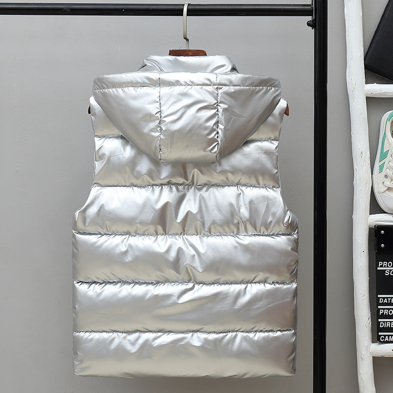 Men's Silver Hooded Puffer Vest Winter Warmth Pakistan