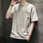 Men Slim Fit T-Shirt Summer Plus Size White
