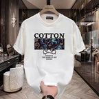 Men Cotton Graphic T-Shirt Loose Fit Summer