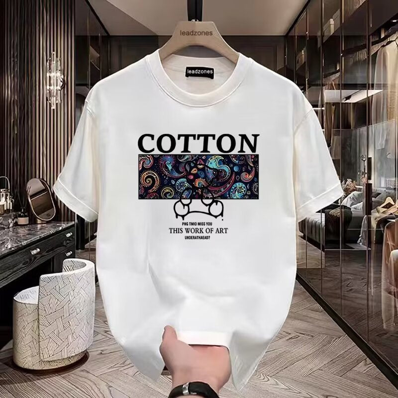 Men Cotton Graphic T-Shirt Loose Fit Summer