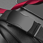 Men Black Leather Automatic Buckle Belt Office Use