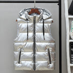 Men's Silver Hooded Puffer Vest Winter Warmth Pakistan