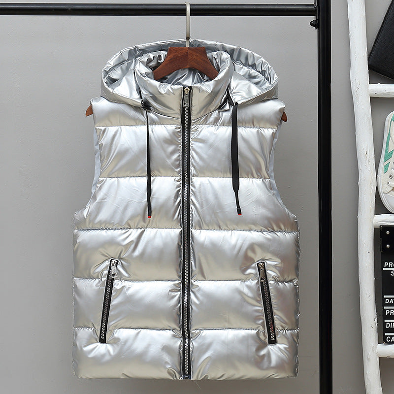 Men's Silver Hooded Puffer Vest Winter Warmth Pakistan