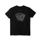 Men Loose Printed T-Shirt Black Poker Cards Summer