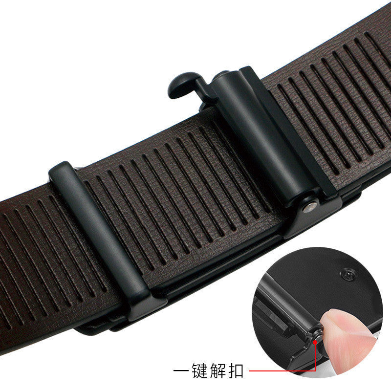 Men's Automatic Buckle Leather Belt Black