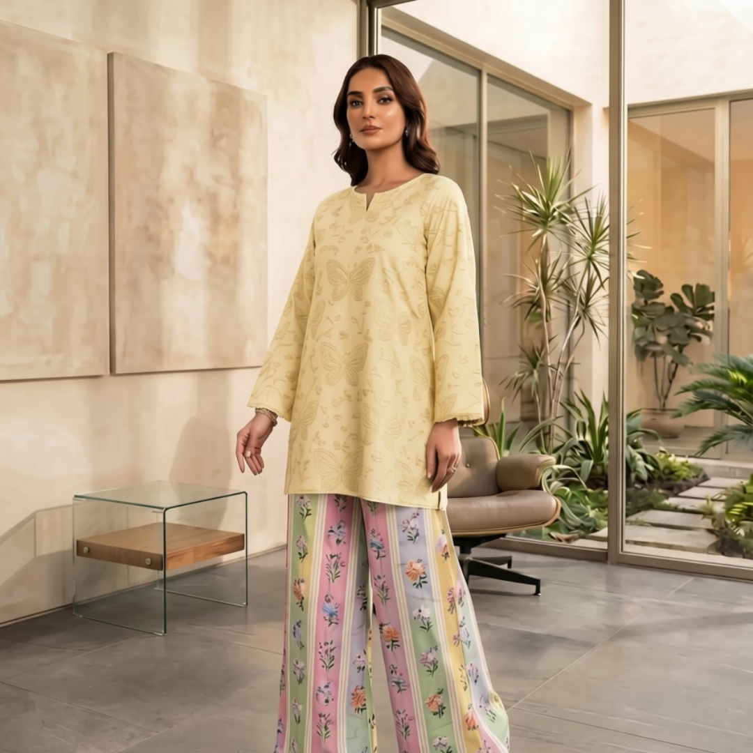 2-Piece Chikankari Embroidered Unstitched Lawn Suit