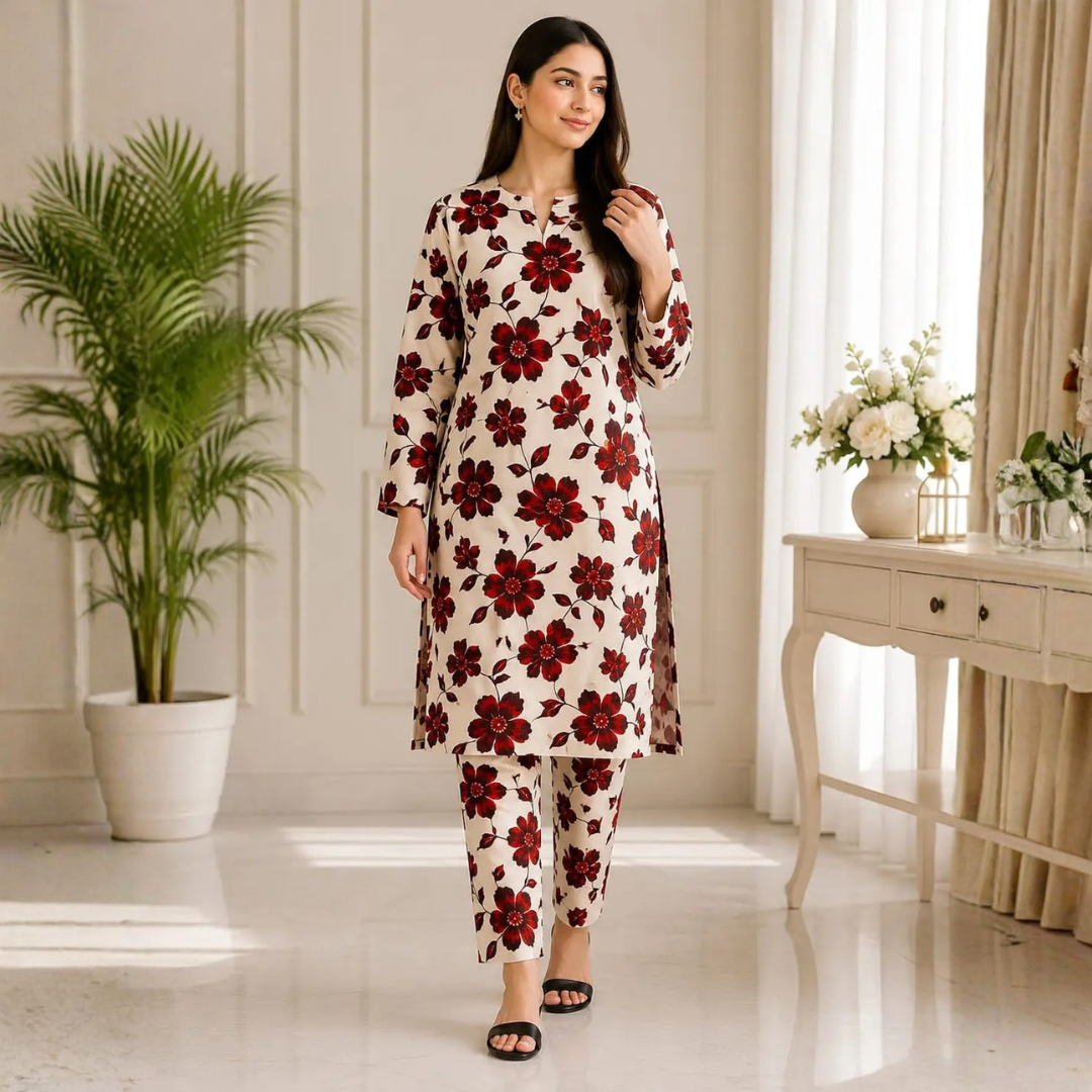 2-Piece Unstitched Printed Polo Cotton Suit