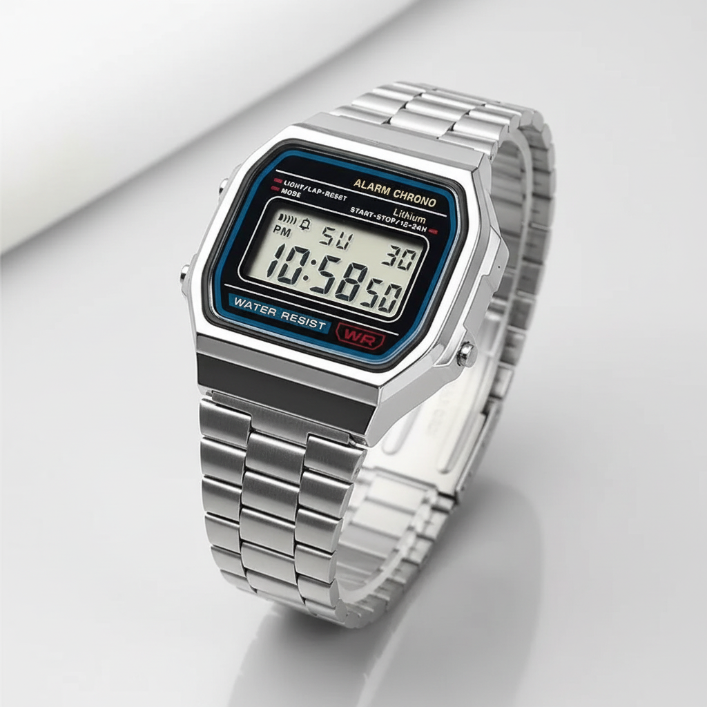 Water Resistant Stainless Steel Digital Chain Watch
