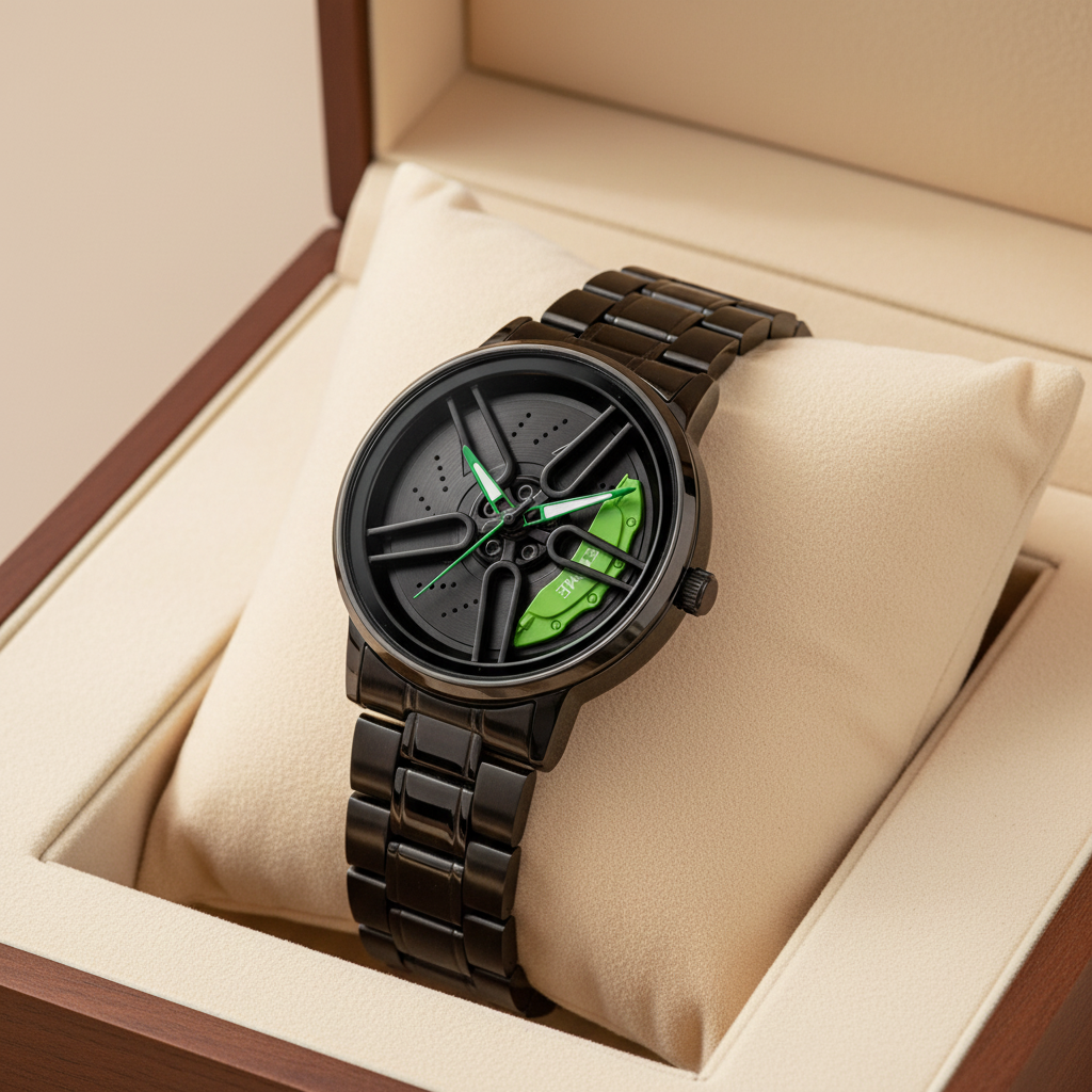 Stainless Steel Spinning Dial Chain Watch
